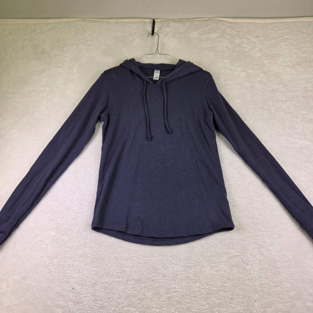 Alternative Apparel Mens Small Navy Blue Long Sleeve Lightweight Pullover Hoodie